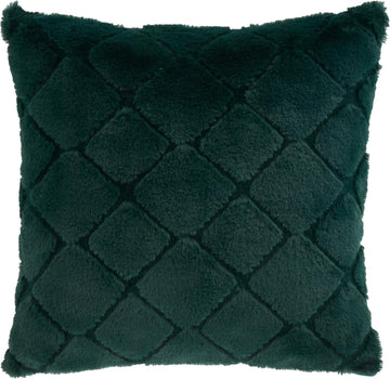 Catherine Lansfield Cosy Diamond Faux Fur Cushion Cover, 43x43cm, Green