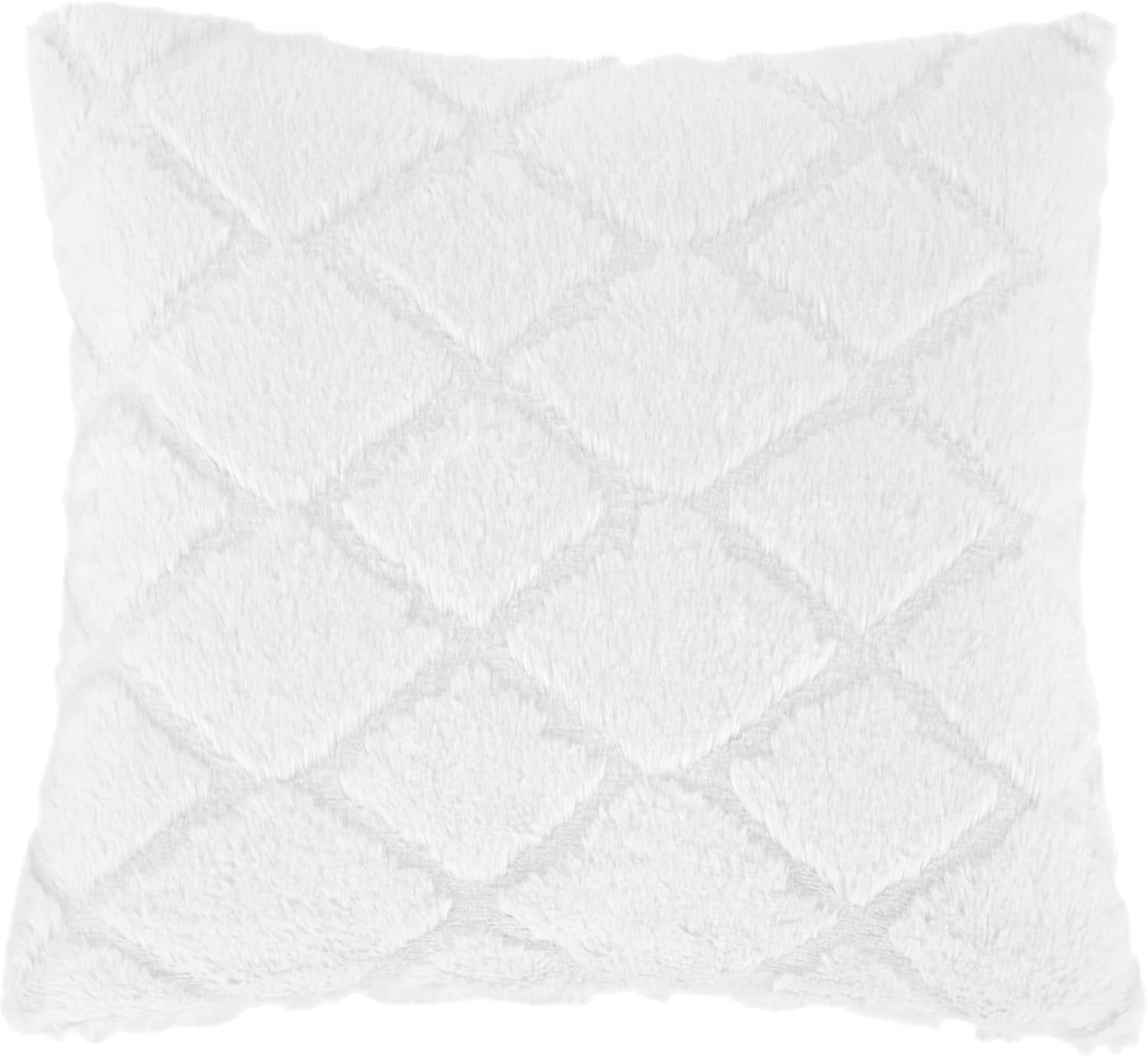 Catherine Lansfield Cosy Diamond Faux Fur Cushion Cover, 43x43cm, White