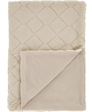 Catherine Lansfield Cosy Diamond Faux Fur Throw 130x170cm, Natural