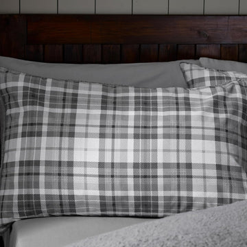 Catherine Lansfield Check Sherpa Duvet Cover Set, King, Silver Grey