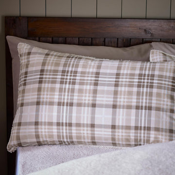 Catherine Lansfield Check Sherpa Duvet Cover Set, Double, Natural