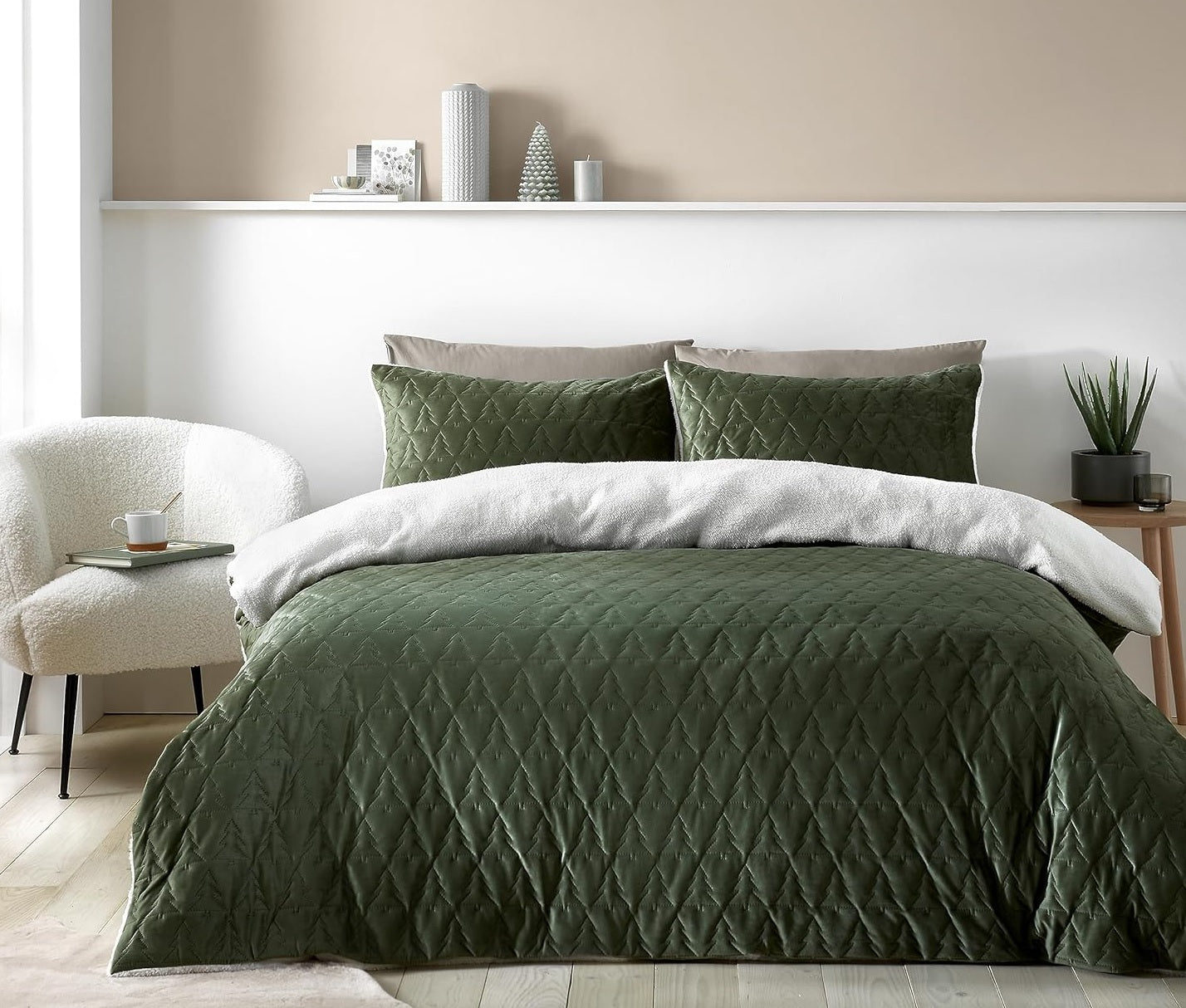 Catherine Lansfield Tree Duvet Cover Set, Double, Green