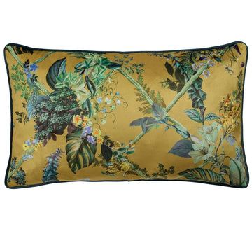 Laurence Llewelyn-Bowen LLB Velvet Floral Boudoir Filled Cushion Gold