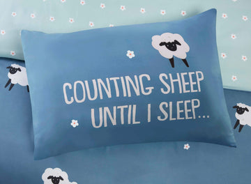 Farmyard Sheep Duvet Cover Set, King, Blue
