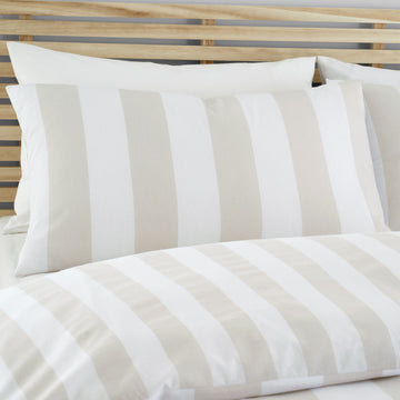 Catherine Lansfield Cove Stripe Duvet Cover Set, Double, Natural