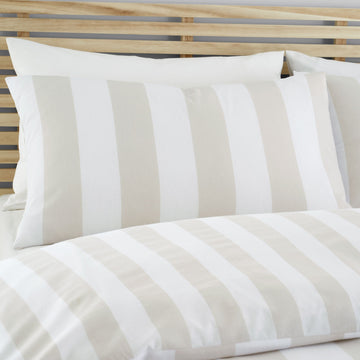 Catherine Lansfield Cove Stripe Duvet Cover Set, King, Natural