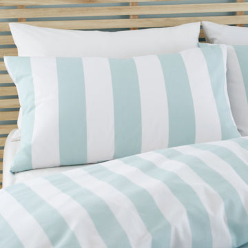 Catherine Lansfield Cove Stripe Duvet Cover Set, Double, Seafoam Aqua