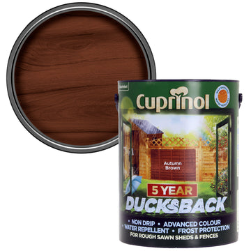 Cuprinol 5 Litre Ducksback Weatherproof Fence Paint - Autumn Brown