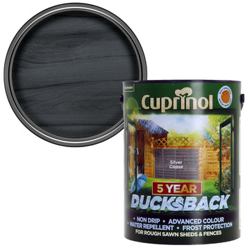 Cuprinol 5 Litre Ducksback Weatherproof Fence Paint - Silver Copse