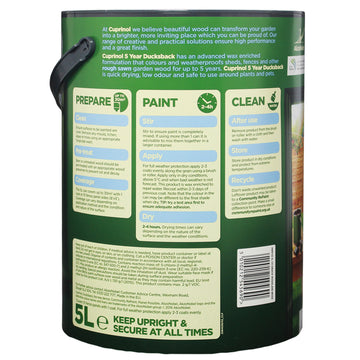 Cuprinol 5 Litre Ducksback Weatherproof Fence Paint - Woodland Moss