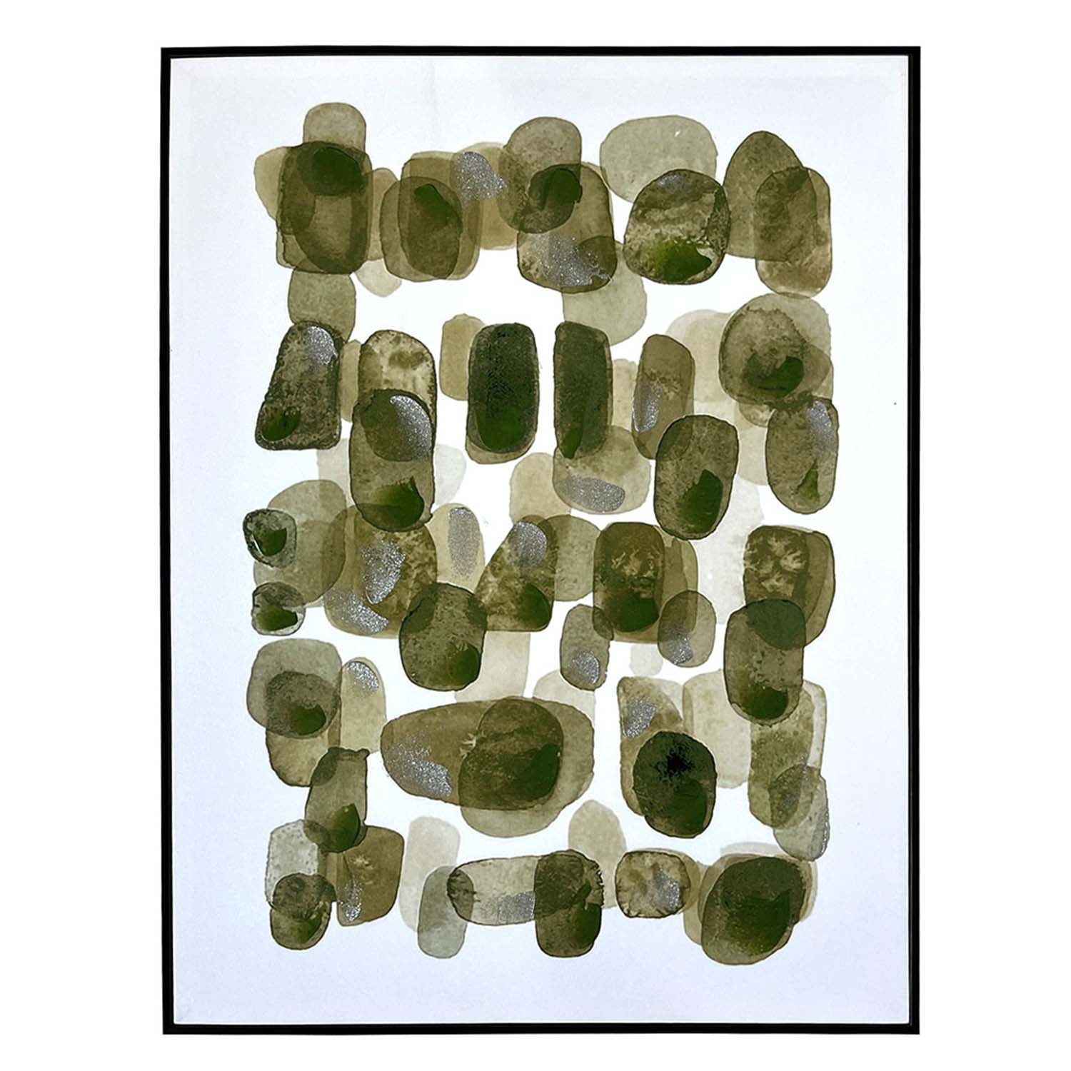 62x82cm Framed Green Abstract Wall Art