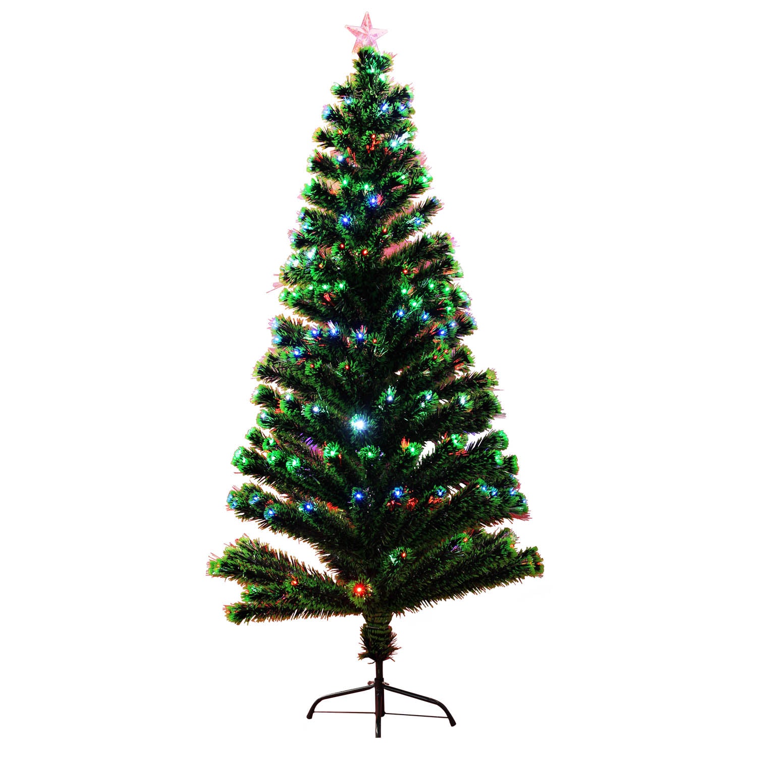 Green 4ft Fibre Optic Christmas Tree w/ Multicoloured Lights