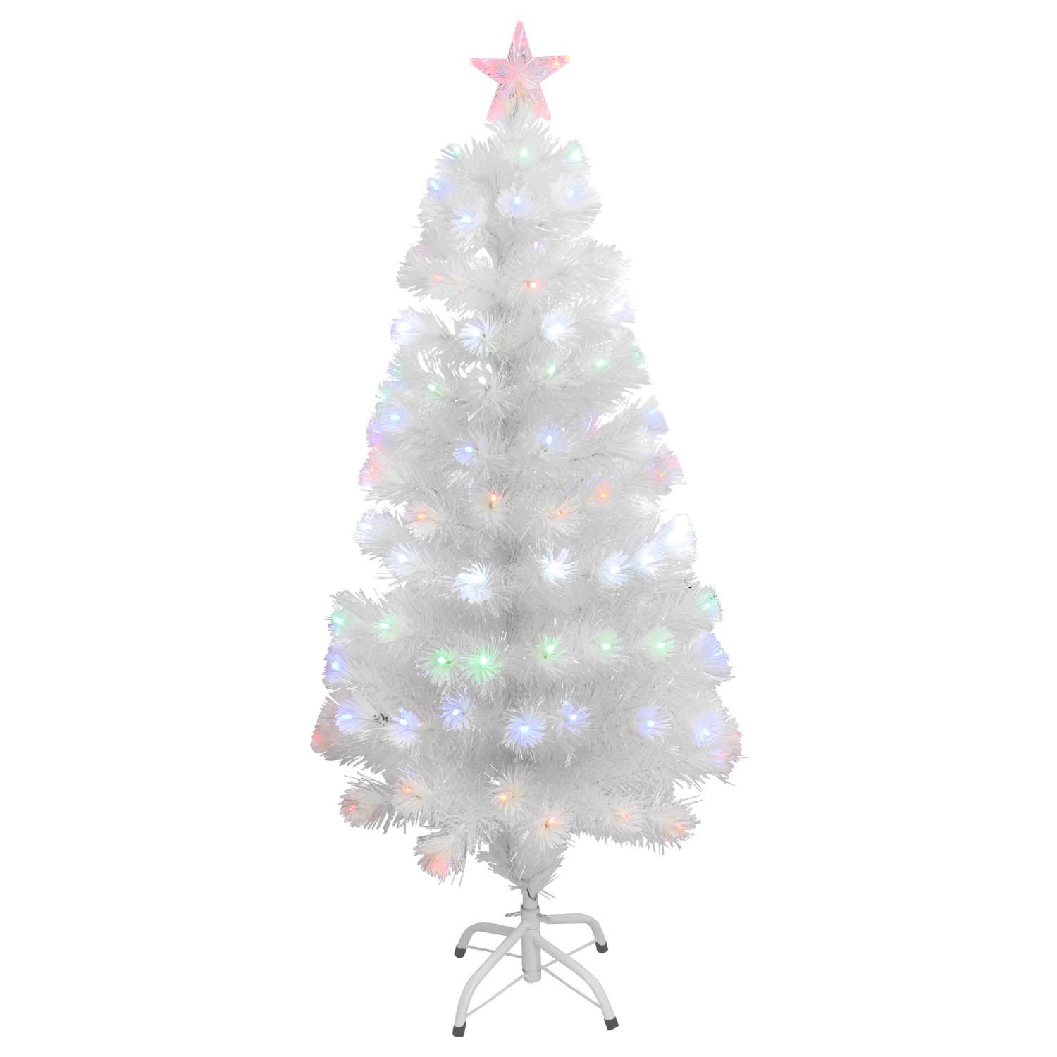White 3ft Mini Fibre Optic Christmas Tree w/ Multicoloured Lights