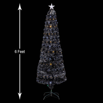 Victor Black White&Warm White LED Tip Slim Christmas Tree, 6Ft