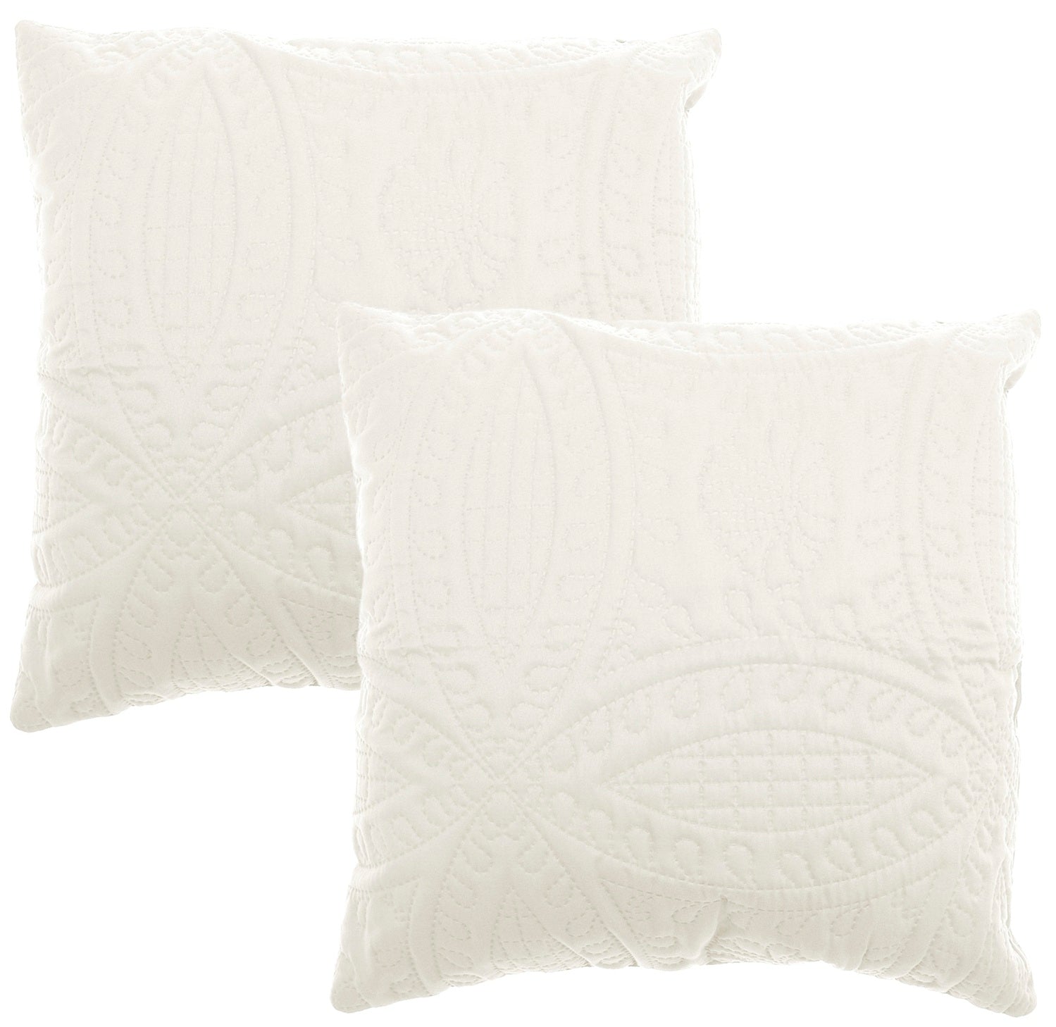Pinsonic Quilted Cushion Cover 43x43cm, White, 2pack