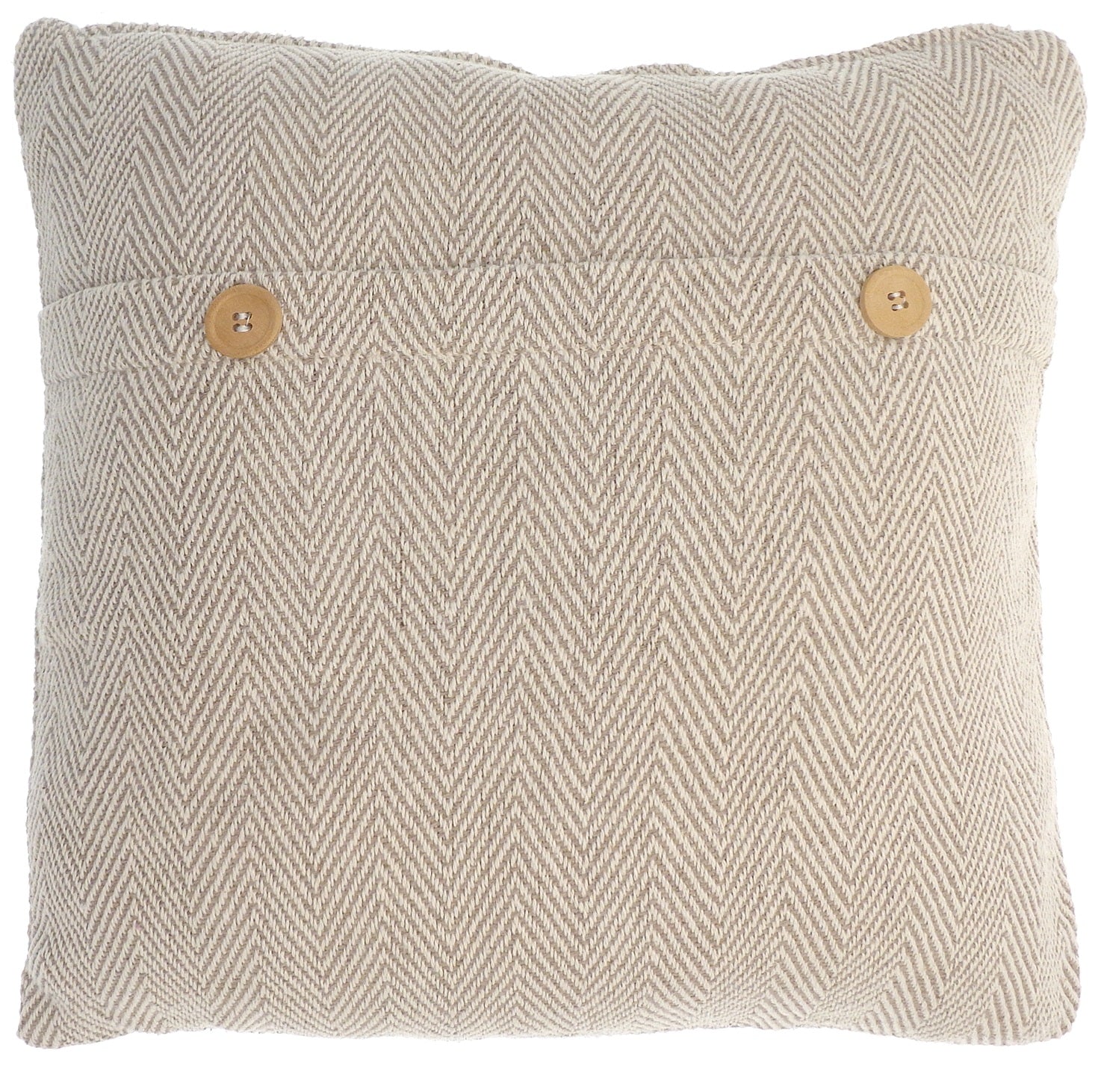 Como Buttons Herringbone Filled Cushion 43x43cm Natural