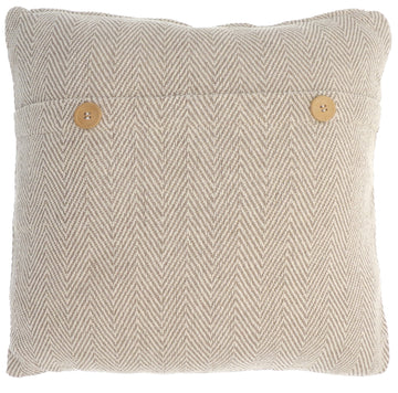 Como Buttons Herringbone Filled Cushion 43x43cm Natural