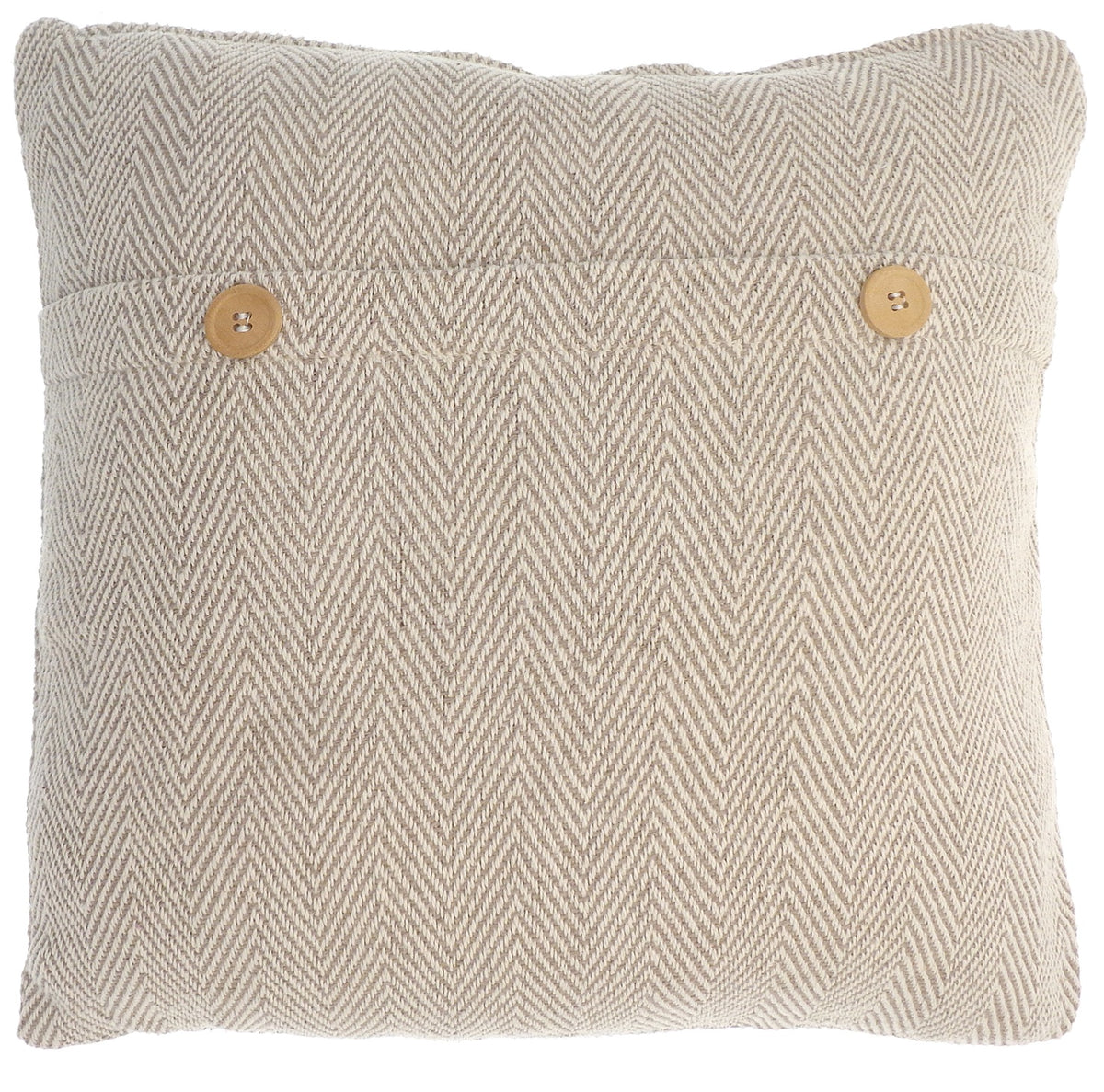 Como Buttons Herringbone Filled Cushion 43x43cm Natural