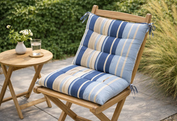 Nautical Stripe Waterproof Seat Pad Chair Cushion - Blue