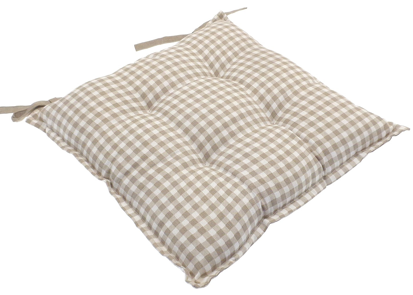 Gingham Waterproof Seat Pad Chair Cushion - Latte