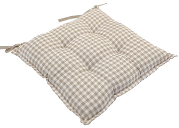 Gingham Waterproof Seat Pad Chair Cushion - Latte