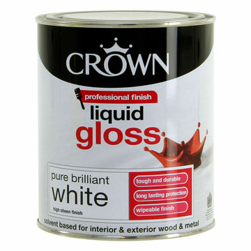 Crown 750ml Pure Brilliant White Liquid Gloss Paint