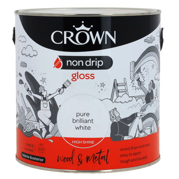 Crown 2.5L Non Drip Gloss Pure Brilliant White Paint