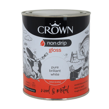Crown 750ml Pure Brilliant White Non Drip Gloss Paint
