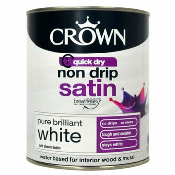 Crown 2.5L Pure Brilliant White Non Drip Satin Paint