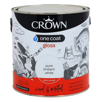 Crown 2.5L Brilliant White One Coat Gloss Paint