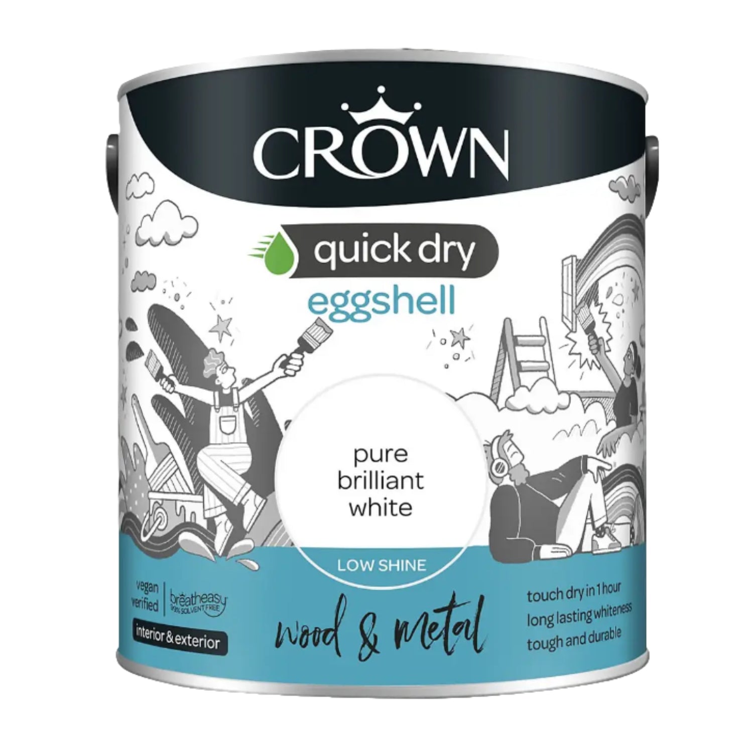 Crown 2.5L Brilliant White Quick Dry Eggshell Paint