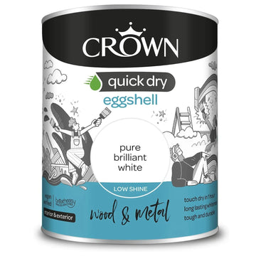 Crown 750ml Brilliant White Quick Dry Eggshell Paint