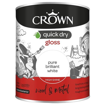 Crown 2.5L Pure Brilliant White Quick Dry Gloss Paint