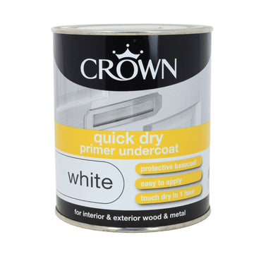 Crown 750ml White Quick Dry Primer Undercoat Paint