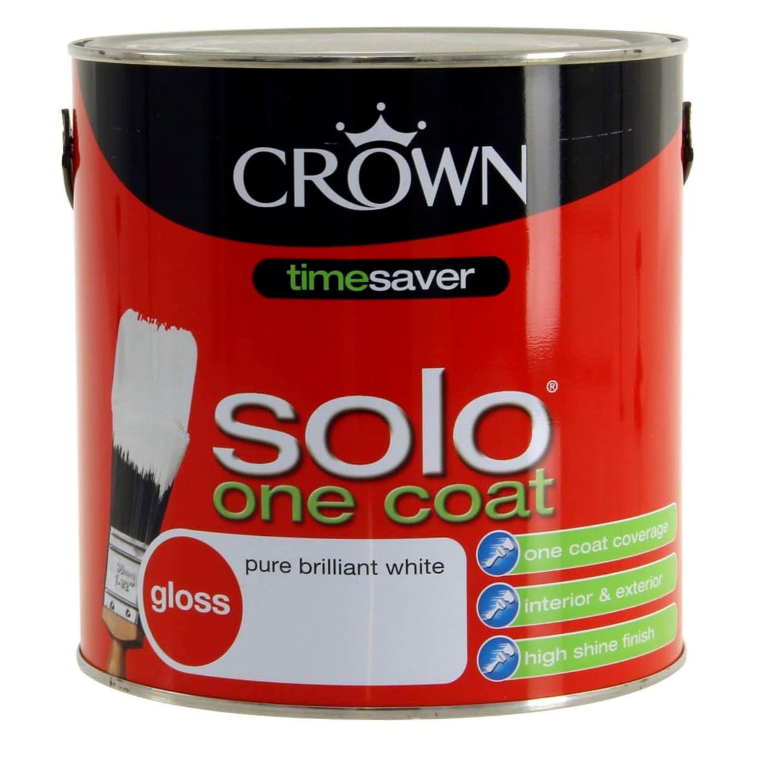 Crown 2.5L Pure Brilliant White One Coat Gloss Paint