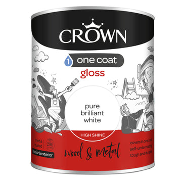 Crown 2.5L White Solo One Coat Quick Dry Gloss Paint