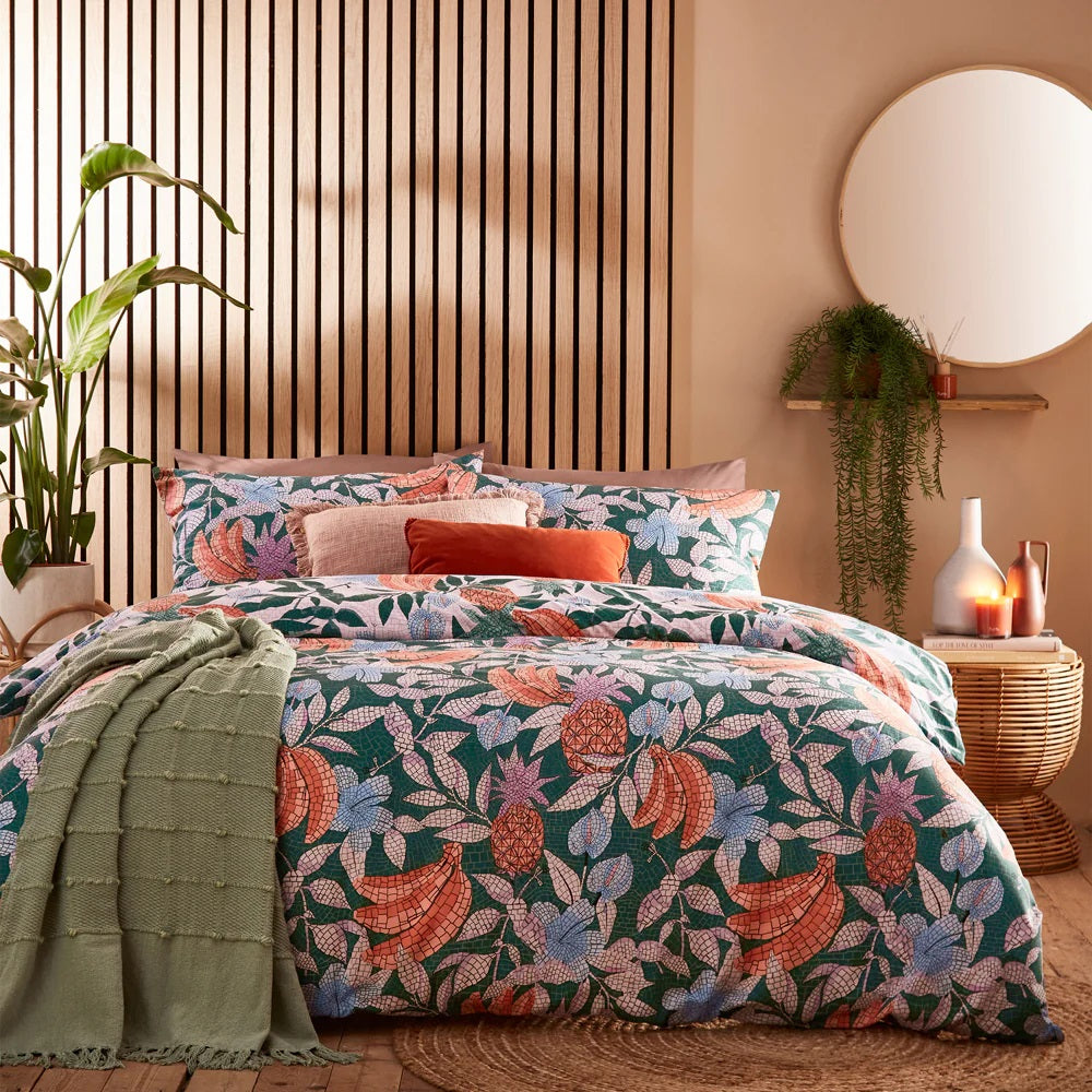 Furn Floral Mosaic Duvet Cover Set, King, Jade