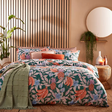 Furn Floral Mosaic Duvet Cover Set, King, Jade