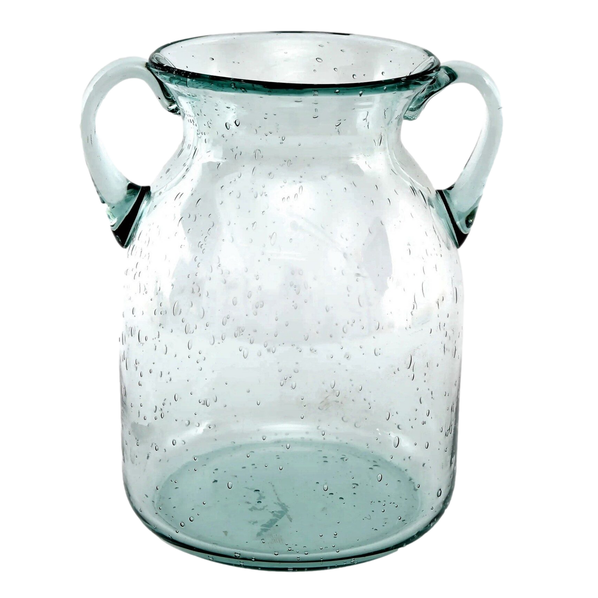 Flower Glass Vase With 2 Handles