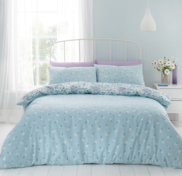 Catherine Lansfield Daisy Meadow Duvet Cover Set, King, Duck egg