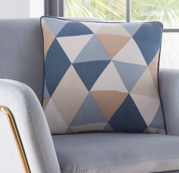Geometric Triangle Design Large Cushion Cover 55x55cm - Dakota Navy Blue