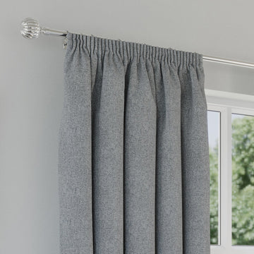 Textured Blackout Lined Pencil Pleat Curtains 66" x 90" - Dallas Silver Grey