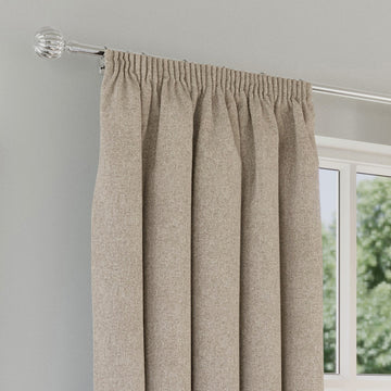 Textured Blackout Lined Pencil Pleat Curtains 66" x 72" - Dallas Natural