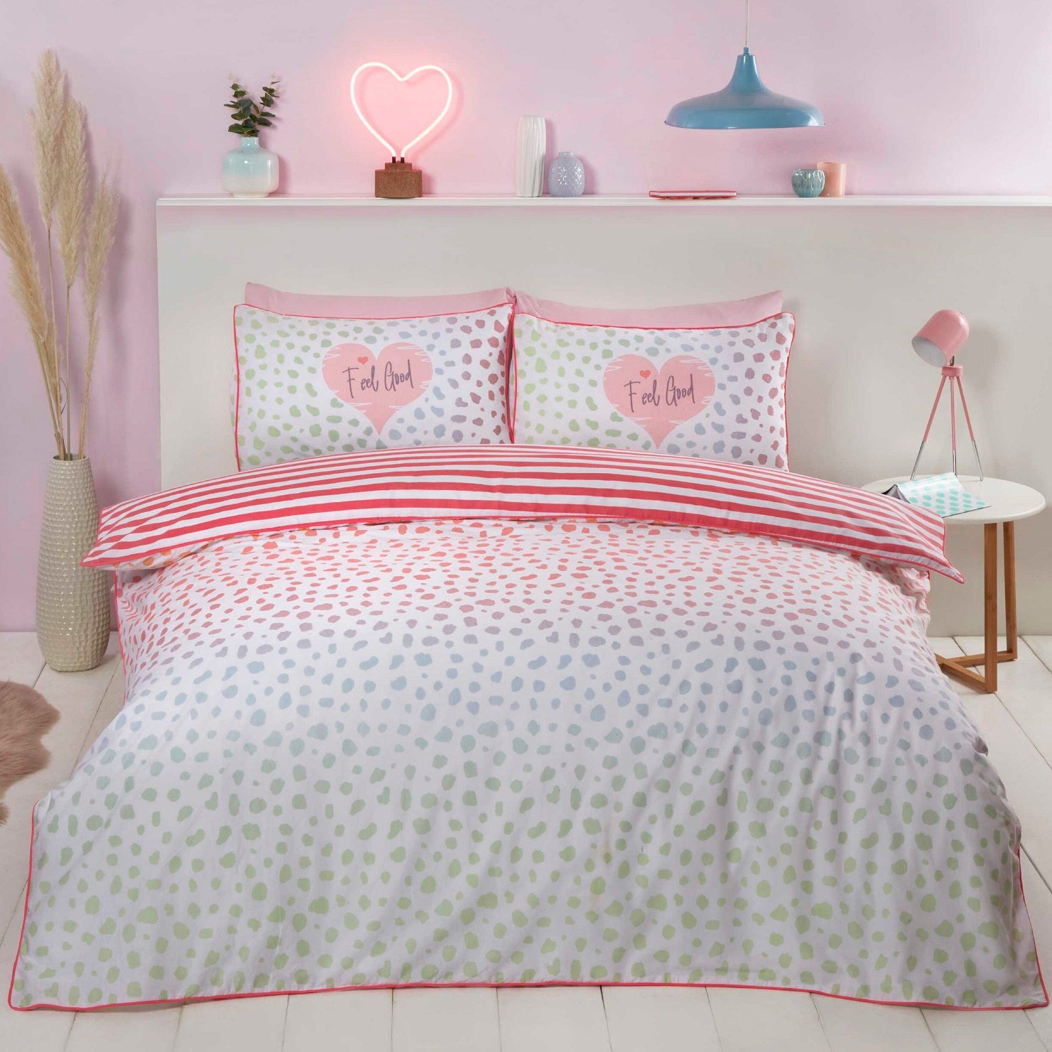 Dalmation Duvet Cover Set King, Blush Pink