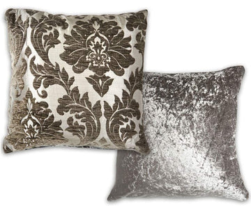 Damask Velvet Charcoal Grey Double Sided Cushion