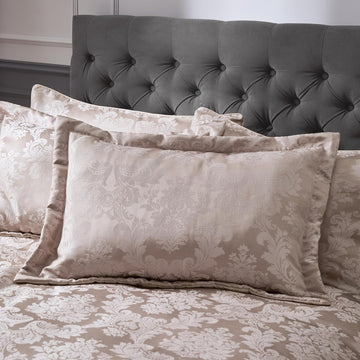Catherine Lansfield Damask Jacquard Pillow Shams, Pair, Champagne