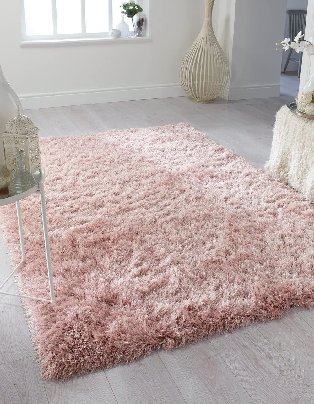 Sparkle Glamour Shaggy Rug Plush Dazzle Pink - 47" x 67"