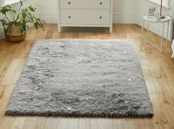 Sparkle Glamour Shaggy Rug Plush Dazzle Grey - 47" x 67"