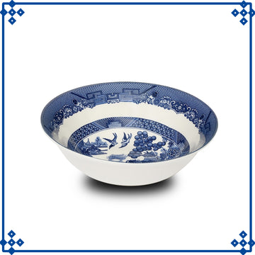 6-Serving Blue Willow Porcelain Salad Plate Dish Gravy Boat Pasta Bowl Set