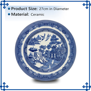 Ceramic Blue Willow 27cm Vintage Dinner Plate